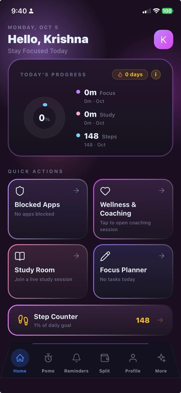 Dhira Home dashboard